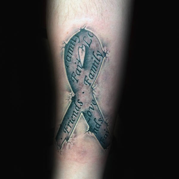 Schleife tattoo gegen den Krebs 111